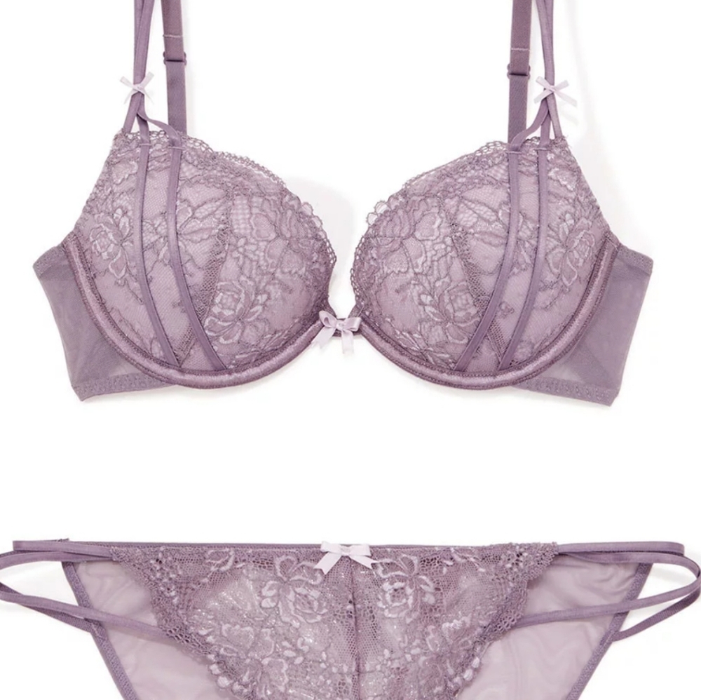 Adore Me Abela 34DD Purple Push Up Bra and Size Large Bikini Panty Set - Picture 3 of 9